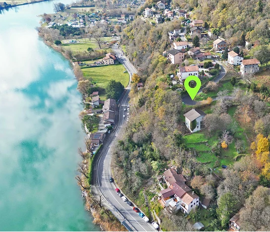 Aerial view of Lake Como and the future Sheep House location